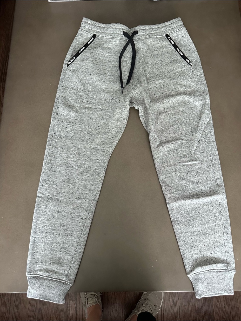 Hollister Gray Heather Drawstring Joggers with Black Cord